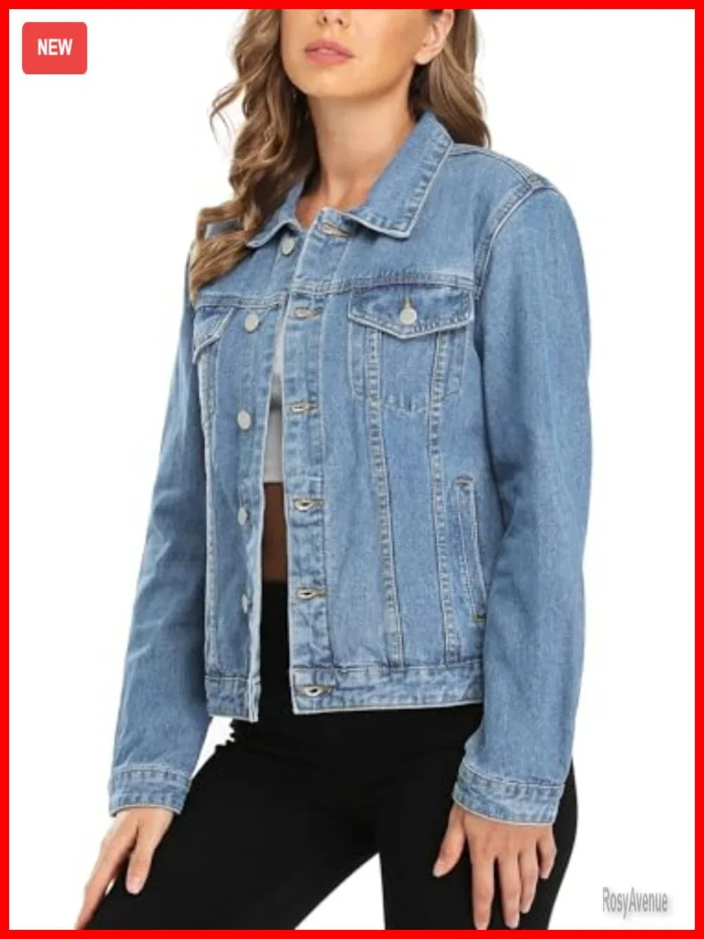 Women's Denim Jacket Button Up Long Sleeve Basic Trendy with Pockets